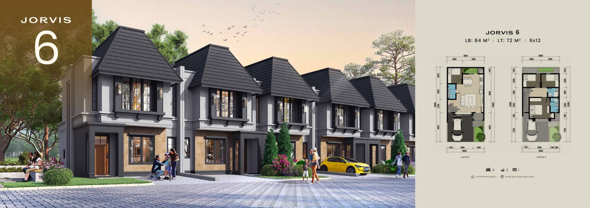 Denah & fasad Cluster Jorvis Jorvis Tipe 6