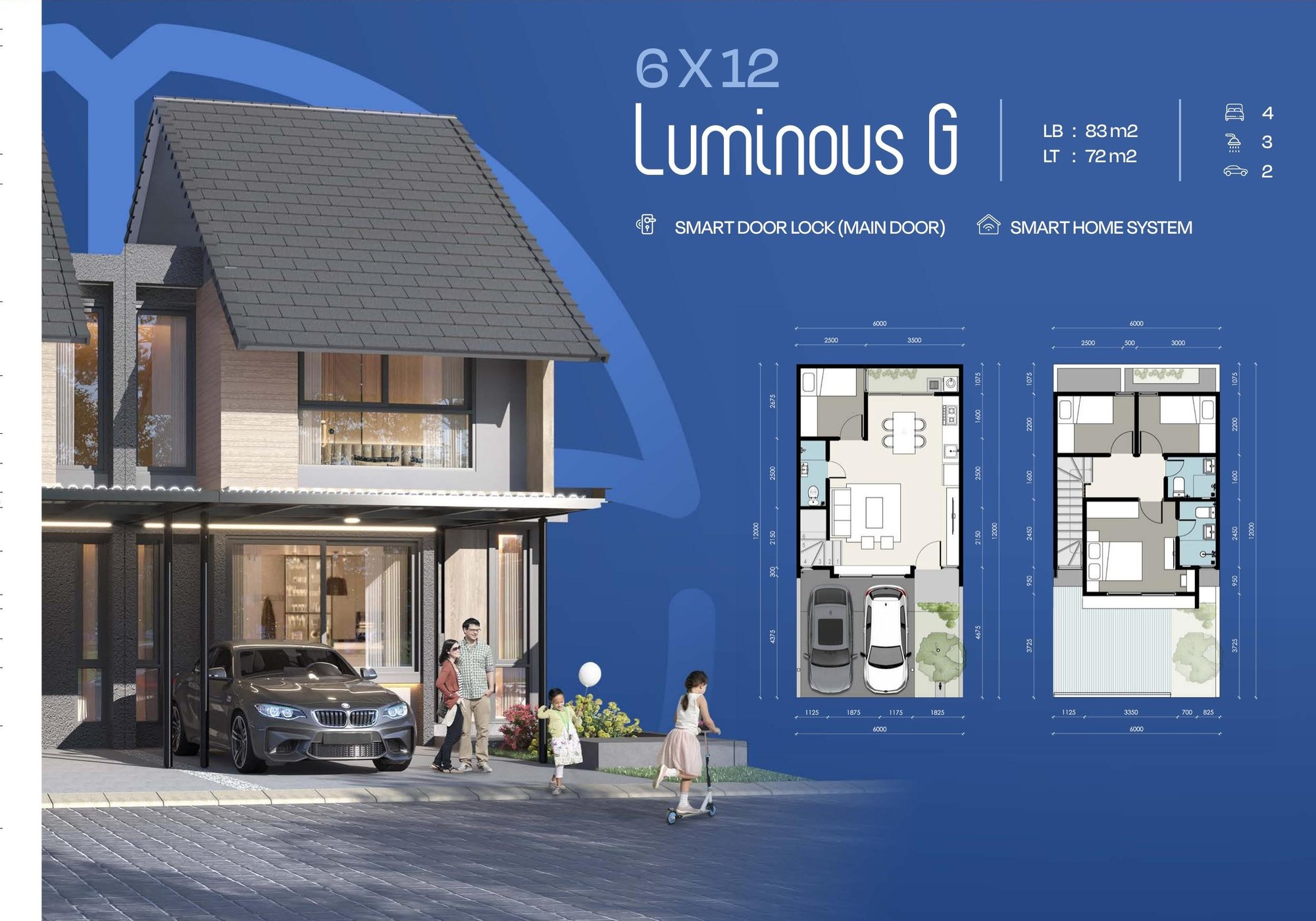 Denah & fasad Cluster Gavius Luminous G