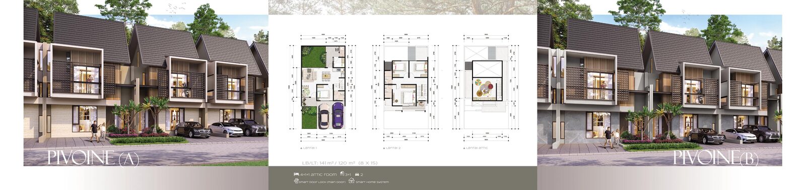 Fasad rumah Cluster Aeris Pivoine (A & B)